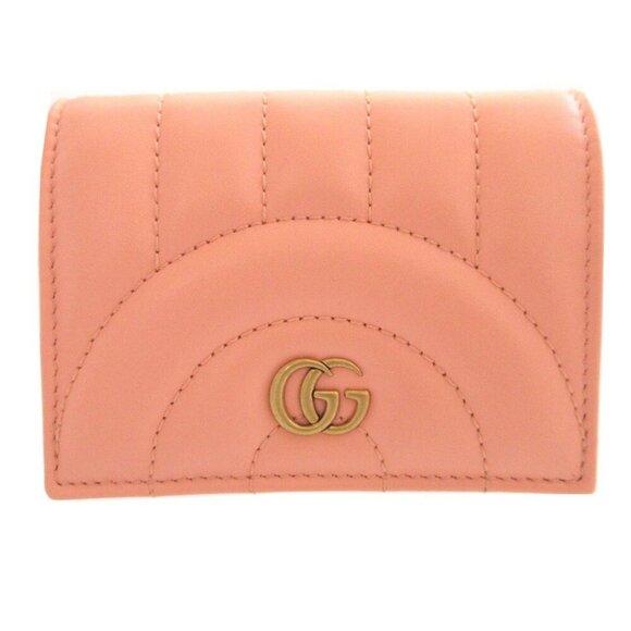 GUCCI Pink Leather GG Marmont Wallet - Picture 1 of 10